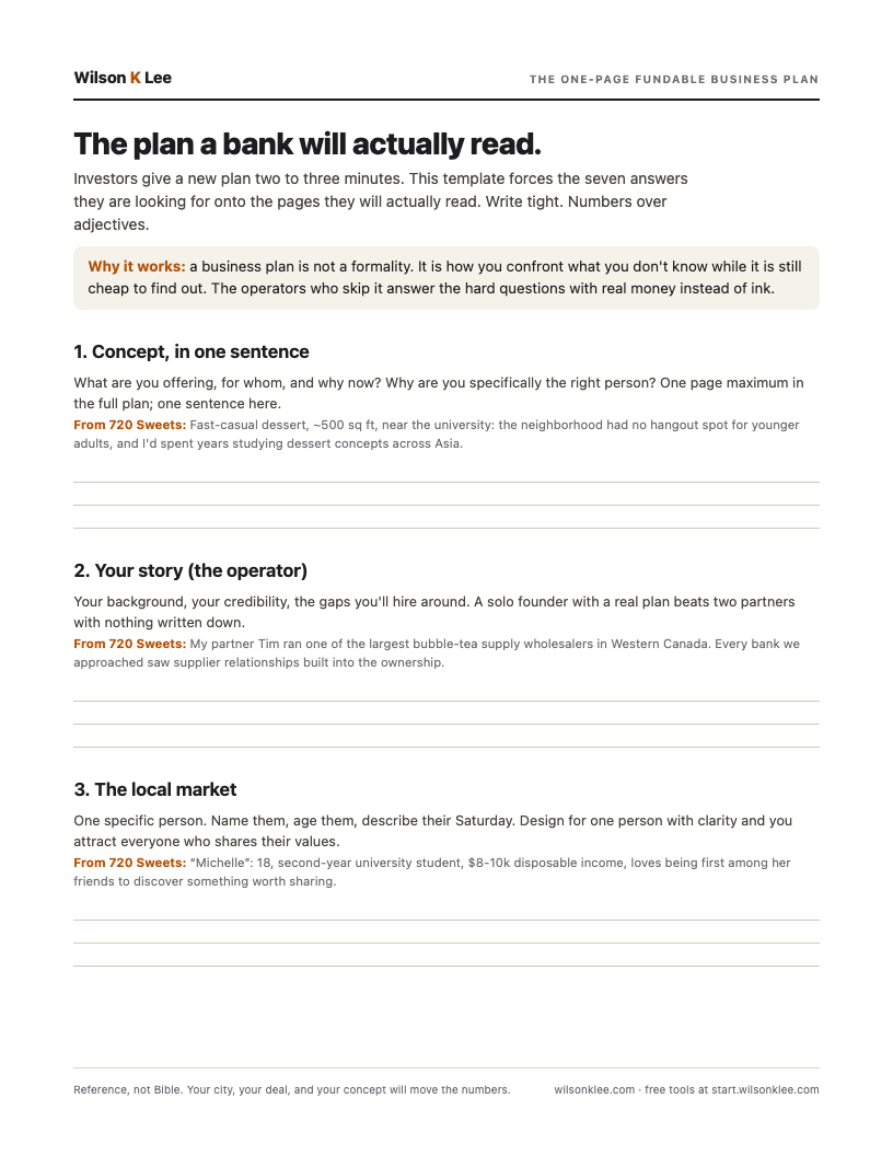 Preview of The One-Page Fundable Business Plan